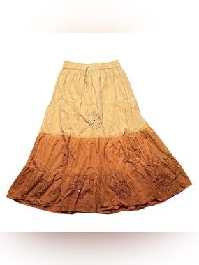 Embroidered Tiered Boho Maxi Skirt